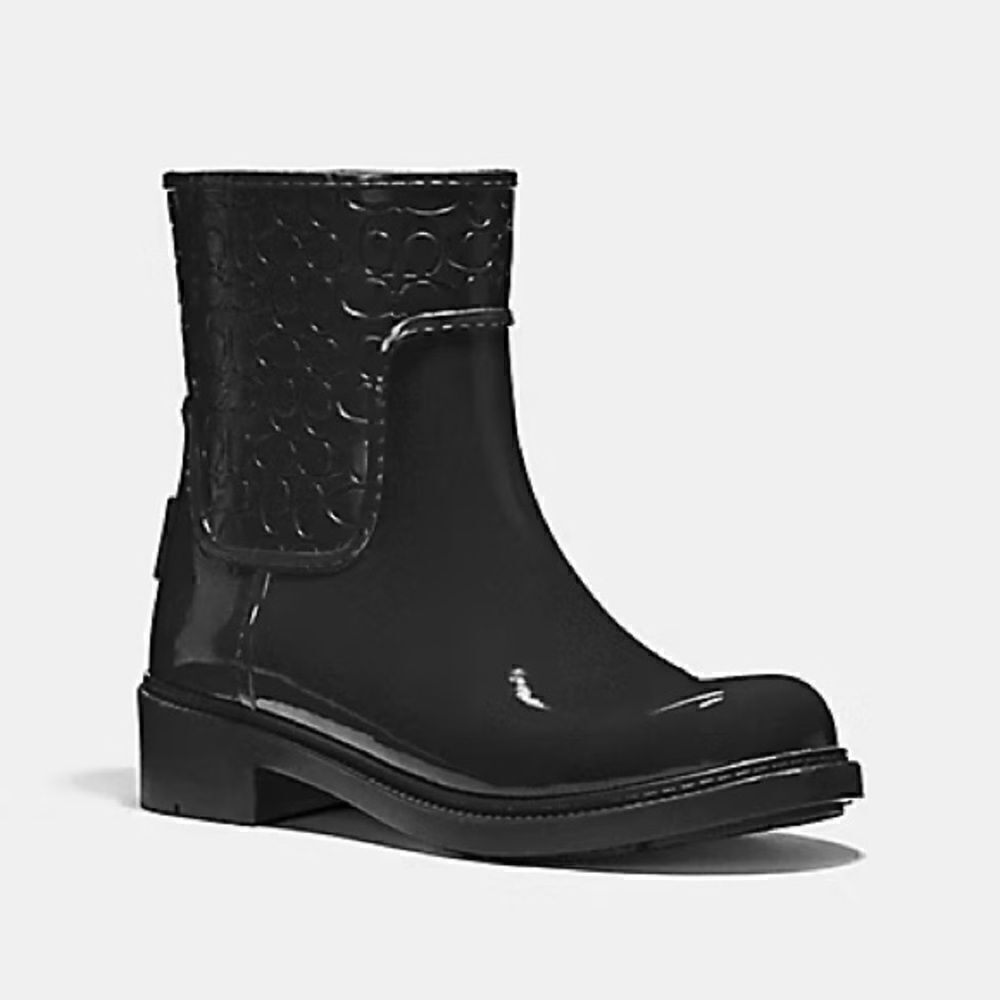 Coach | Signature Rain Rubber Low Top Boots in Black | 6